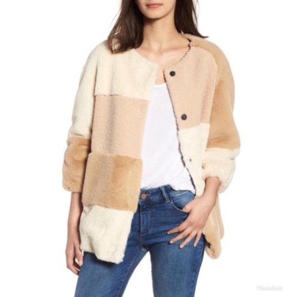 NWT BCBGeneration Faux Fur Cozy Patchwork Jacket - Picture 2 of 7